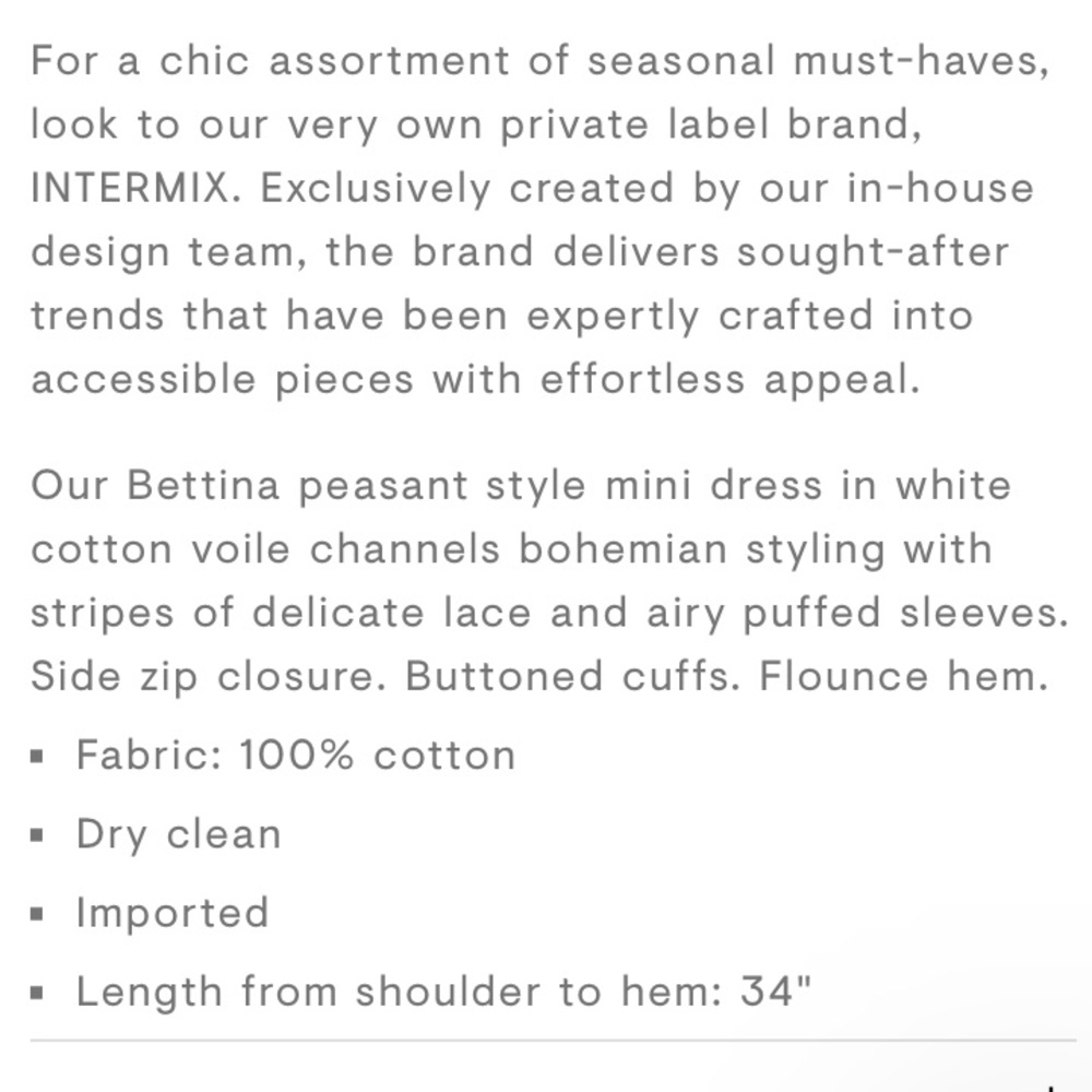 Intermix Long Sleeve Cotton Mini-Dress - Picture 6 of 7